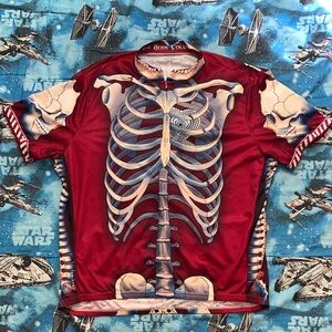 5XL Mens Primal Bone Collector Red Skeleton Bicycle Racing Jersey